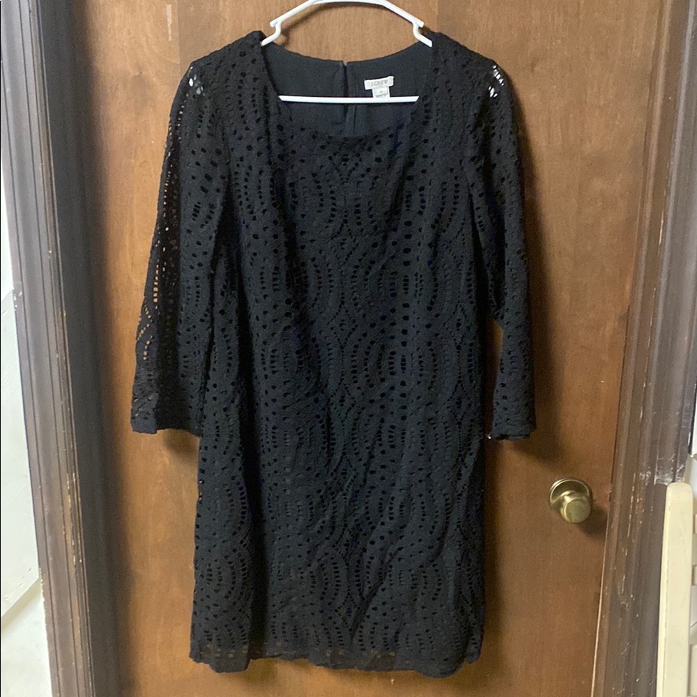 J. Crew Black Crochet Long Sleeve Dress